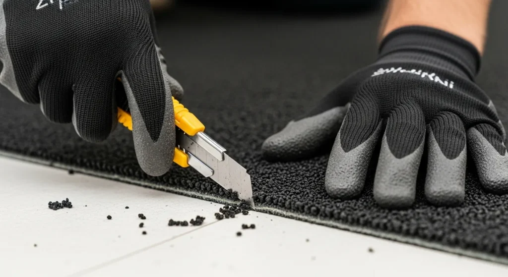 Installing custom rubber floor mats in Dubai UAE