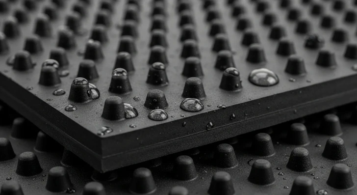 Close-up of textured, non-slip rubber flooring for gyms and homes